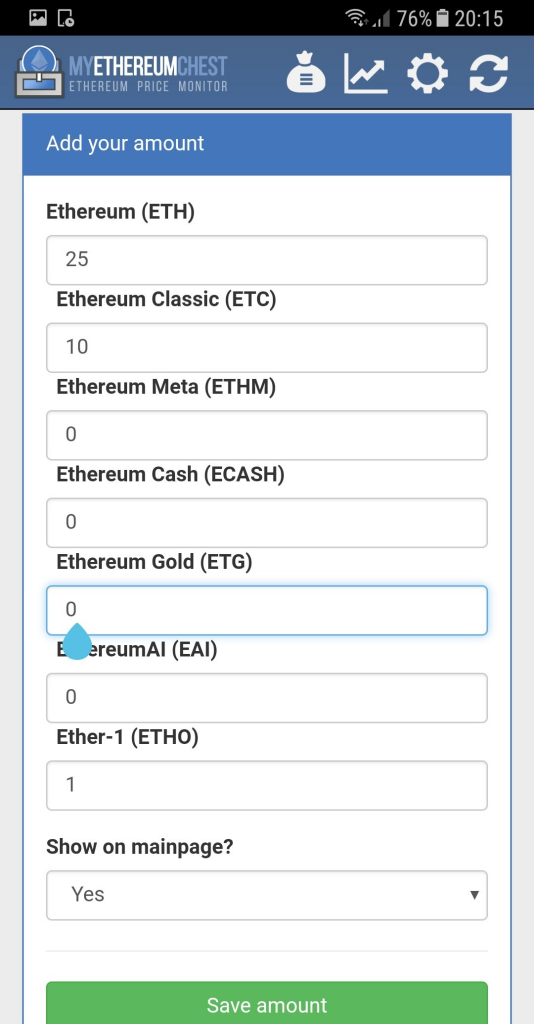 My Ethereum Chest - Ethereum Price Monitor